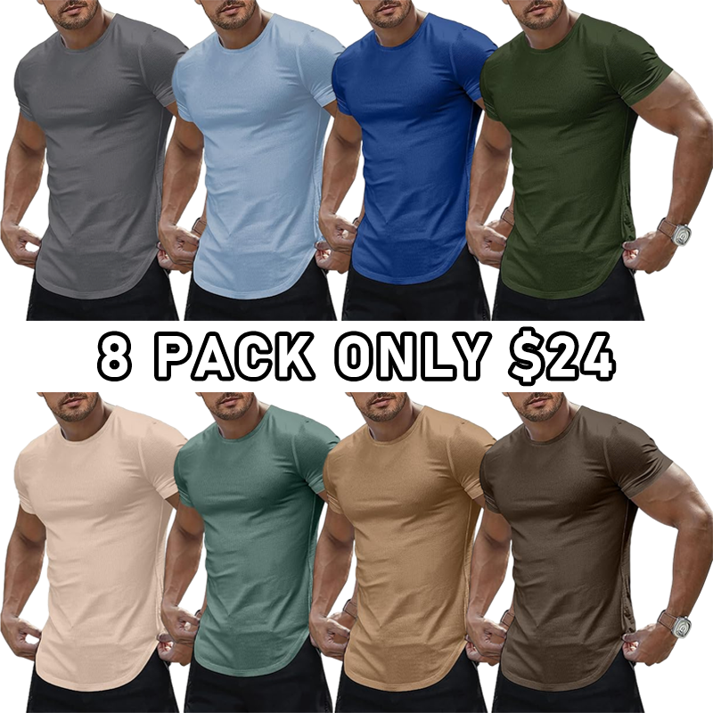 Men's Casual Solid Color Crew Neck Short Sleeve T-Shirt
