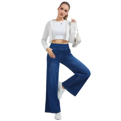 Wide Leg Stretchy Jeans for Women Loose Fit