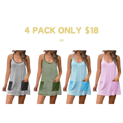 Women's Summer Sleeveless Mini Dress with Pockets