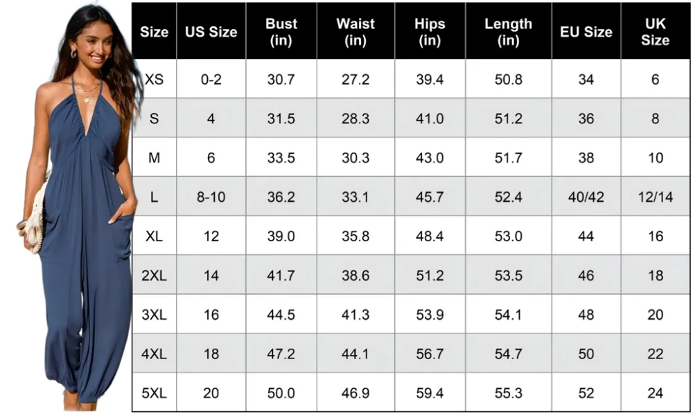 Plunge Halter Wide Leg Jumpsuit with Pockets