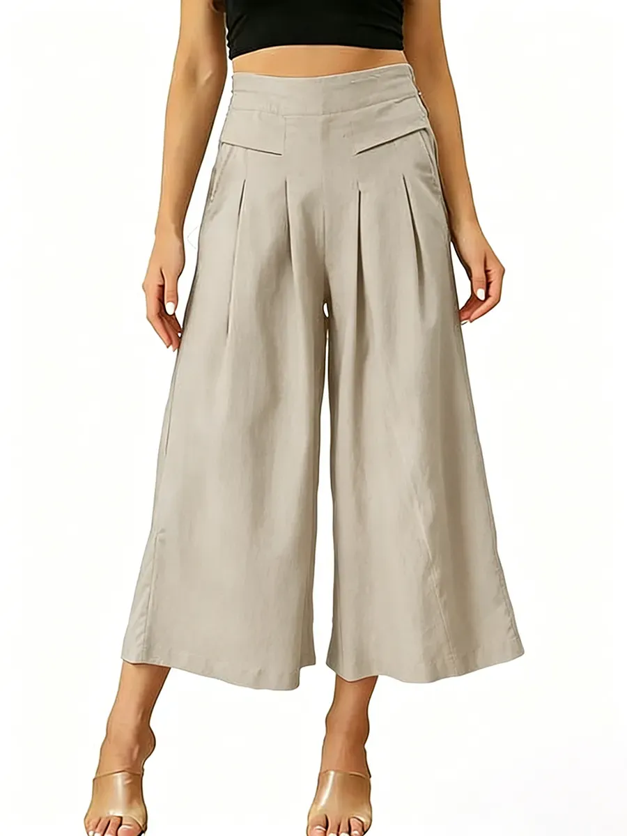 Women's Cotton Linen Culottes Pants
