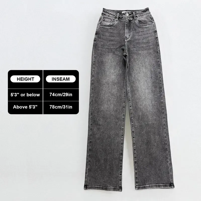 🔥6 Pack-Women's High Waist Wide Leg Jeans - Stretch Denim Trousers with Multi-Pockets