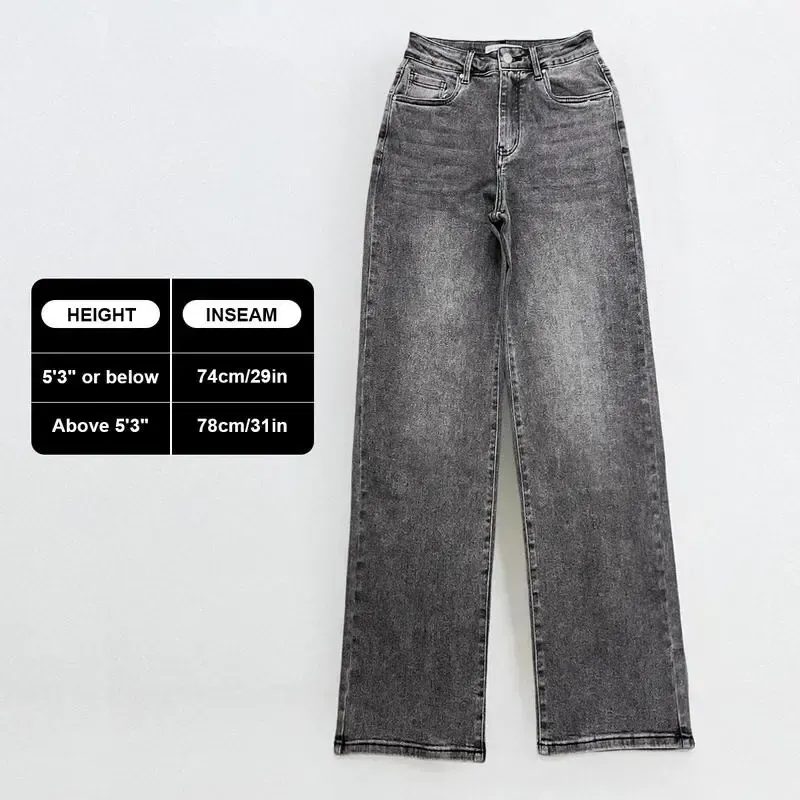 🔥6 Pack-Women's High Waist Wide Leg Jeans - Stretch Denim Trousers with Multi-Pockets