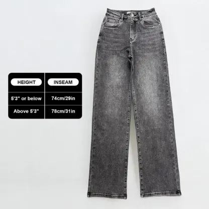 🔥6 Pack-Women's High Waist Wide Leg Jeans - Stretch Denim Trousers with Multi-Pockets