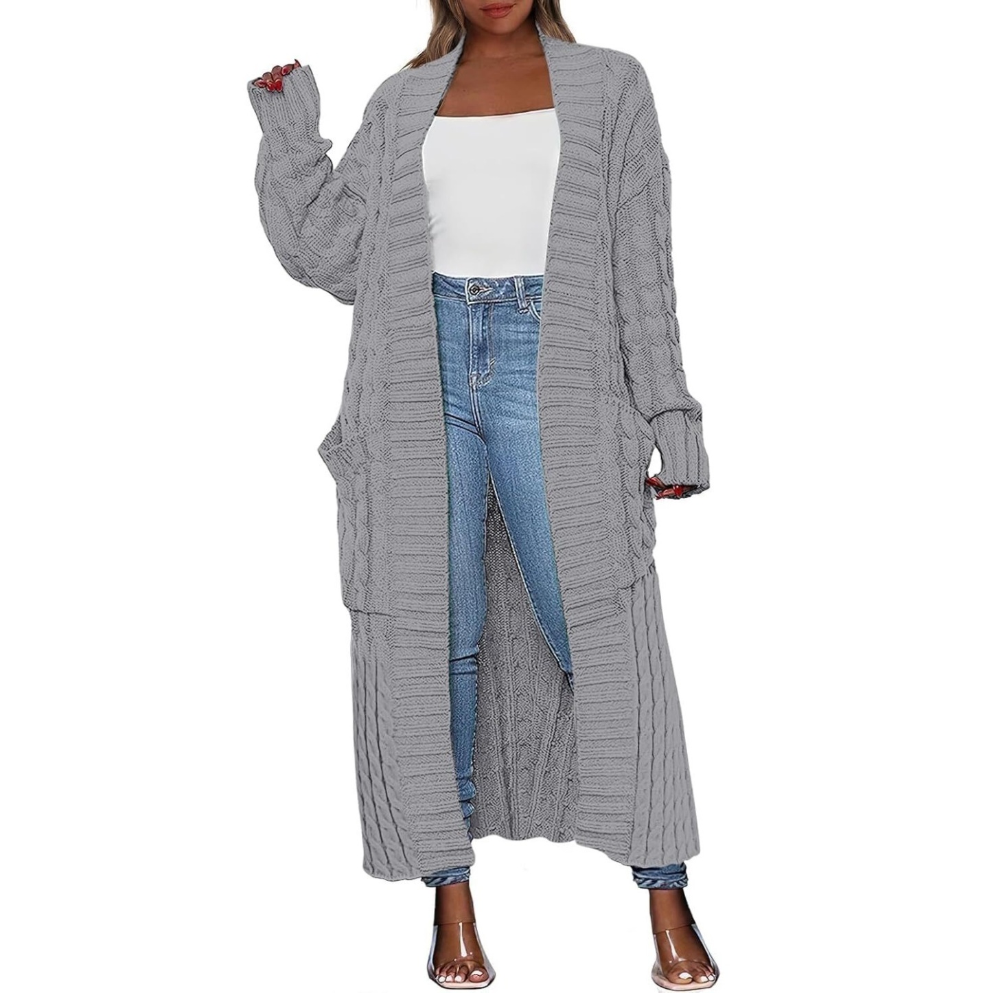 Women's Long Cardigan 2026 Oversized Coat Long Sleeve Open Cardigan Knitted Extra