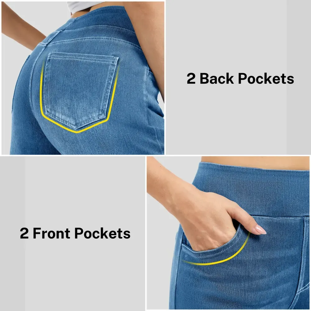 Wide Leg Stretchy Jeans for Women Loose Fit