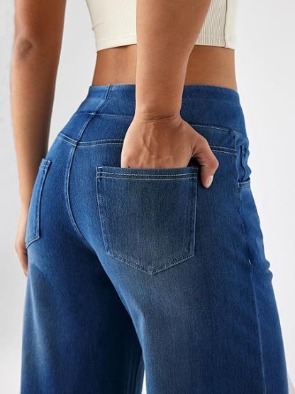 Wide Leg Stretchy Jeans for Women Loose Fit