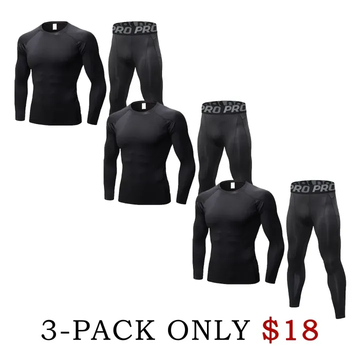 Men’s Thermal Underwear Set – Warm Compression Top & Leggings for Fall & Winter