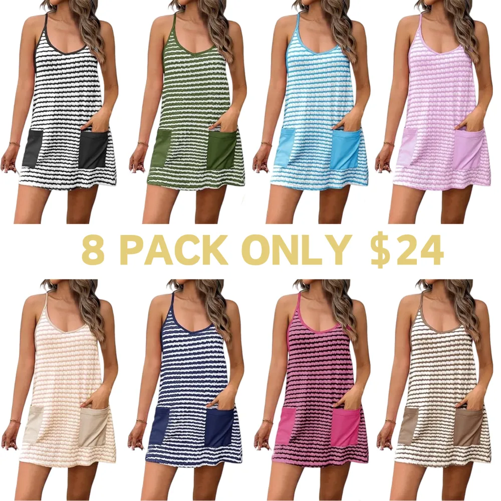Women's Summer Sleeveless Mini Dress with Pockets