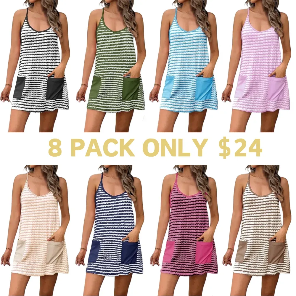 Women's Summer Sleeveless Mini Dress with Pockets