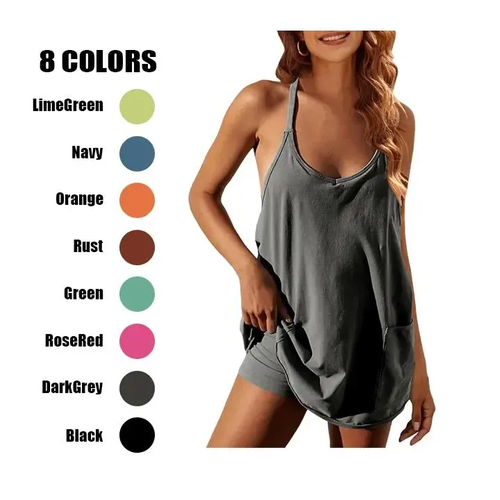 Women's Summer Sleeveless Mini Dress with Pockets