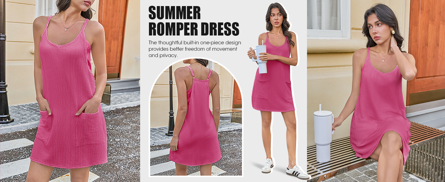 Fisoew Womens Summer Workout Striped Tennis Dress