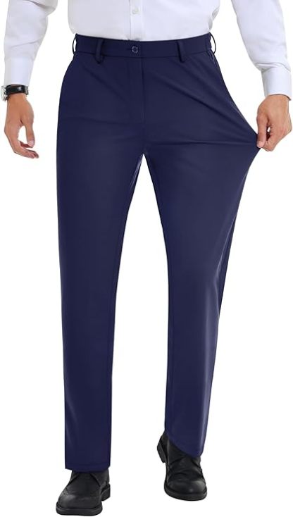 Men’s Stretch Dress Pants With Expandable Waist