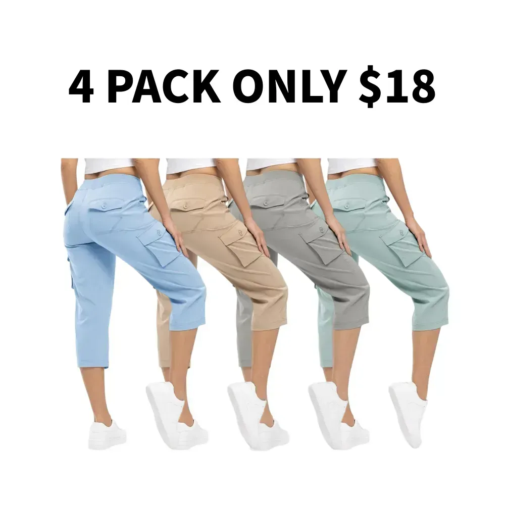 Women's lightweight 3/4 length hiking shorts, 6 pockets, quick-drying, loose fit for outdoor travel, suitable for mothers over 30 [Plus size, S-XXXXL] Sports pants, casual sportswear #SpringNewArrivals Stock up