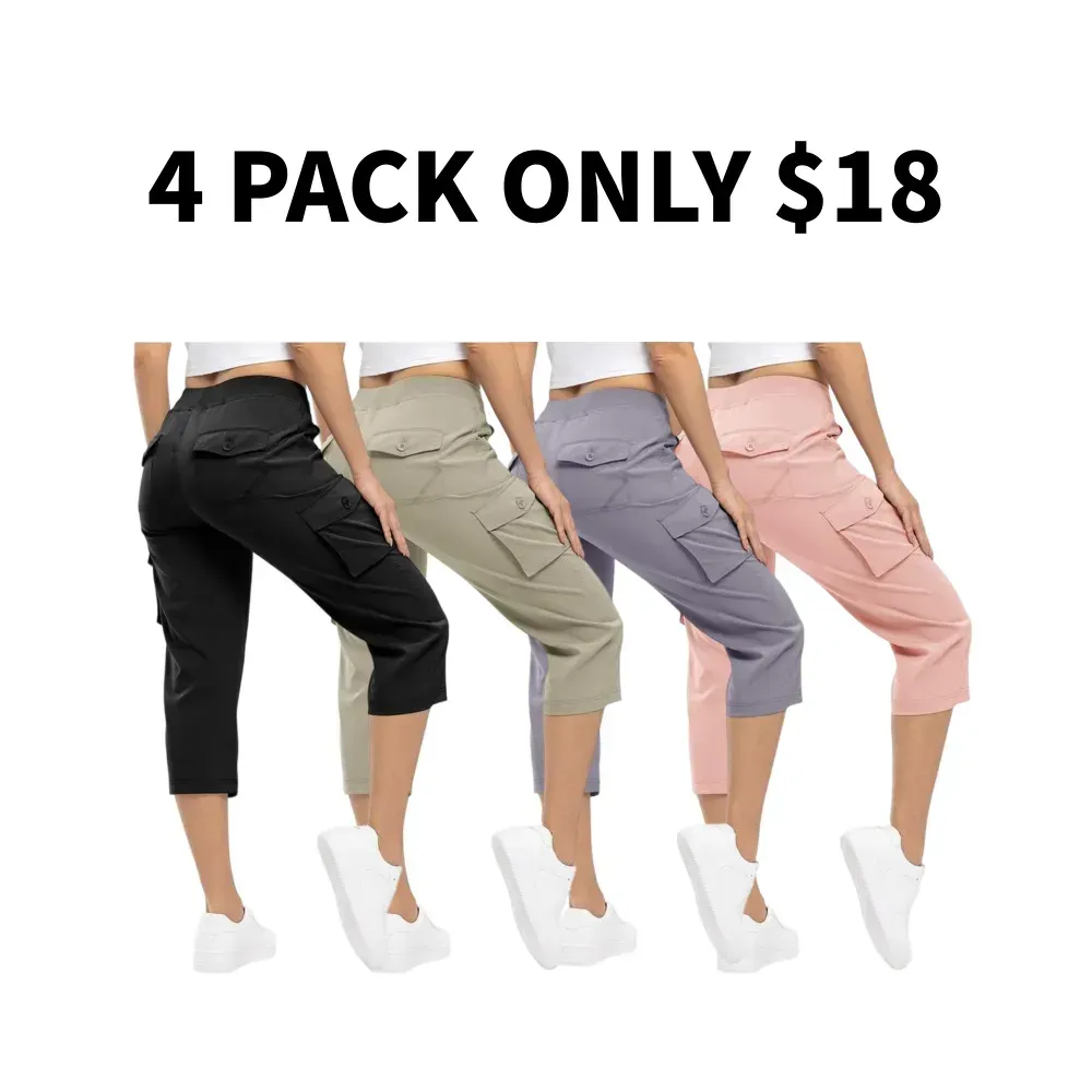 Women's lightweight 3/4 length hiking shorts, 6 pockets, quick-drying, loose fit for outdoor travel, suitable for mothers over 30 [Plus size, S-XXXXL] Sports pants, casual sportswear #SpringNewArrivals Stock up