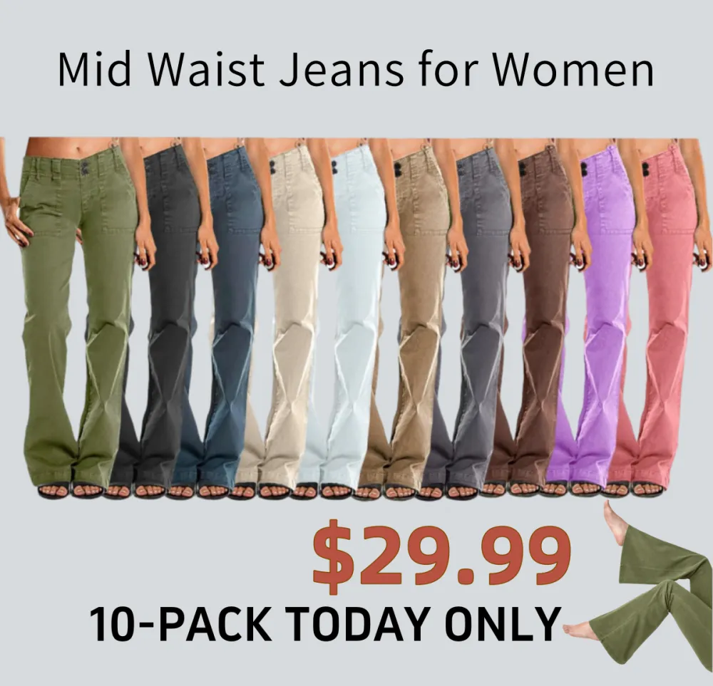 ⚡6-PACK for $24.99⚡- Double Button Mid Waist Straight Leg Pants