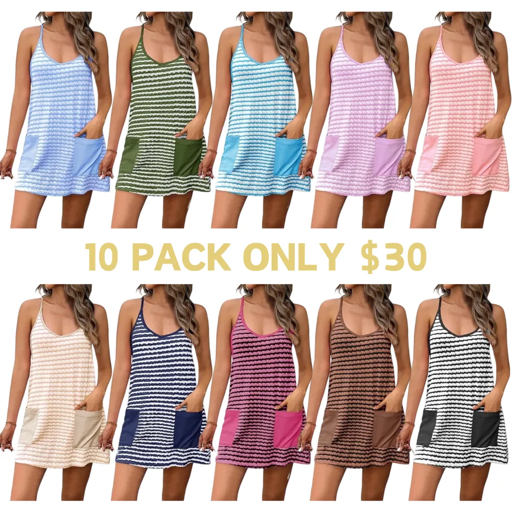 Women's Summer Sleeveless Mini Dress with Pockets