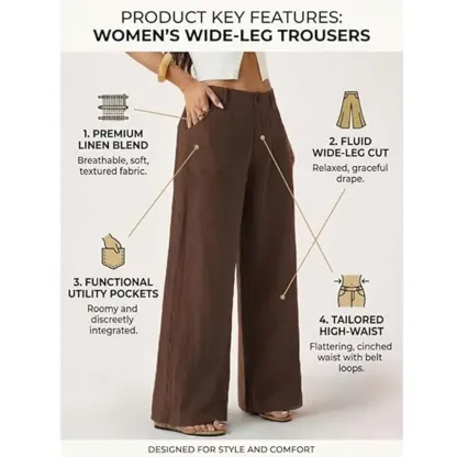 High Waist Wide Leg Beach Trousers With Pocket