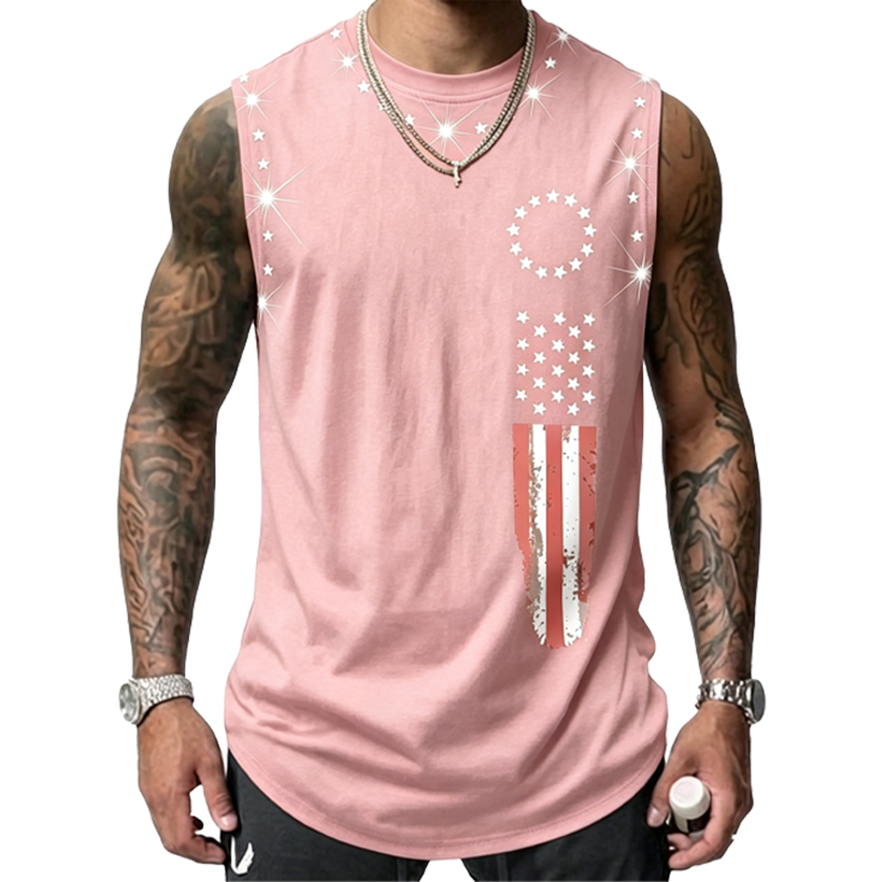 Men's American Flag Graphic Print Tank Top