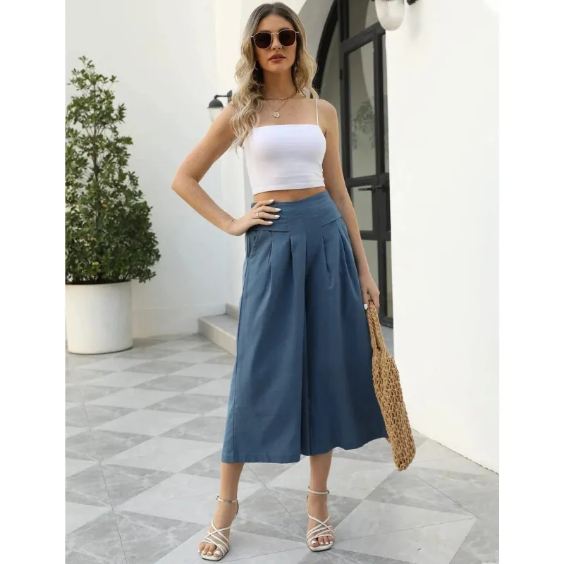Women's Cotton Linen Culottes Pants