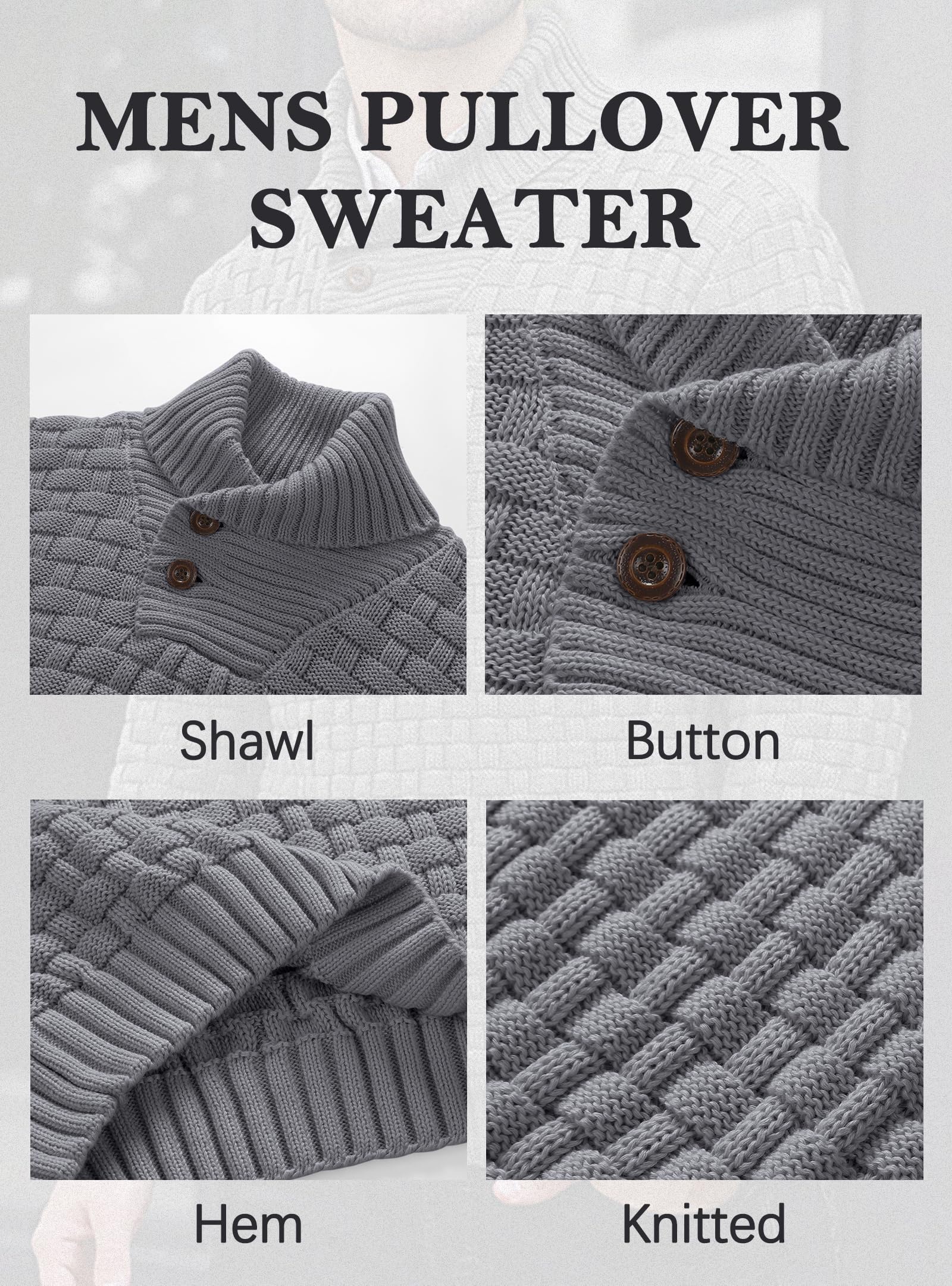 Zaitun Men's Turtleneck Sweater Pullover Stylish Shawl Collar Knit Top for Regular Fit