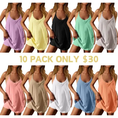 Women's Summer Sleeveless Mini Dress with Pockets