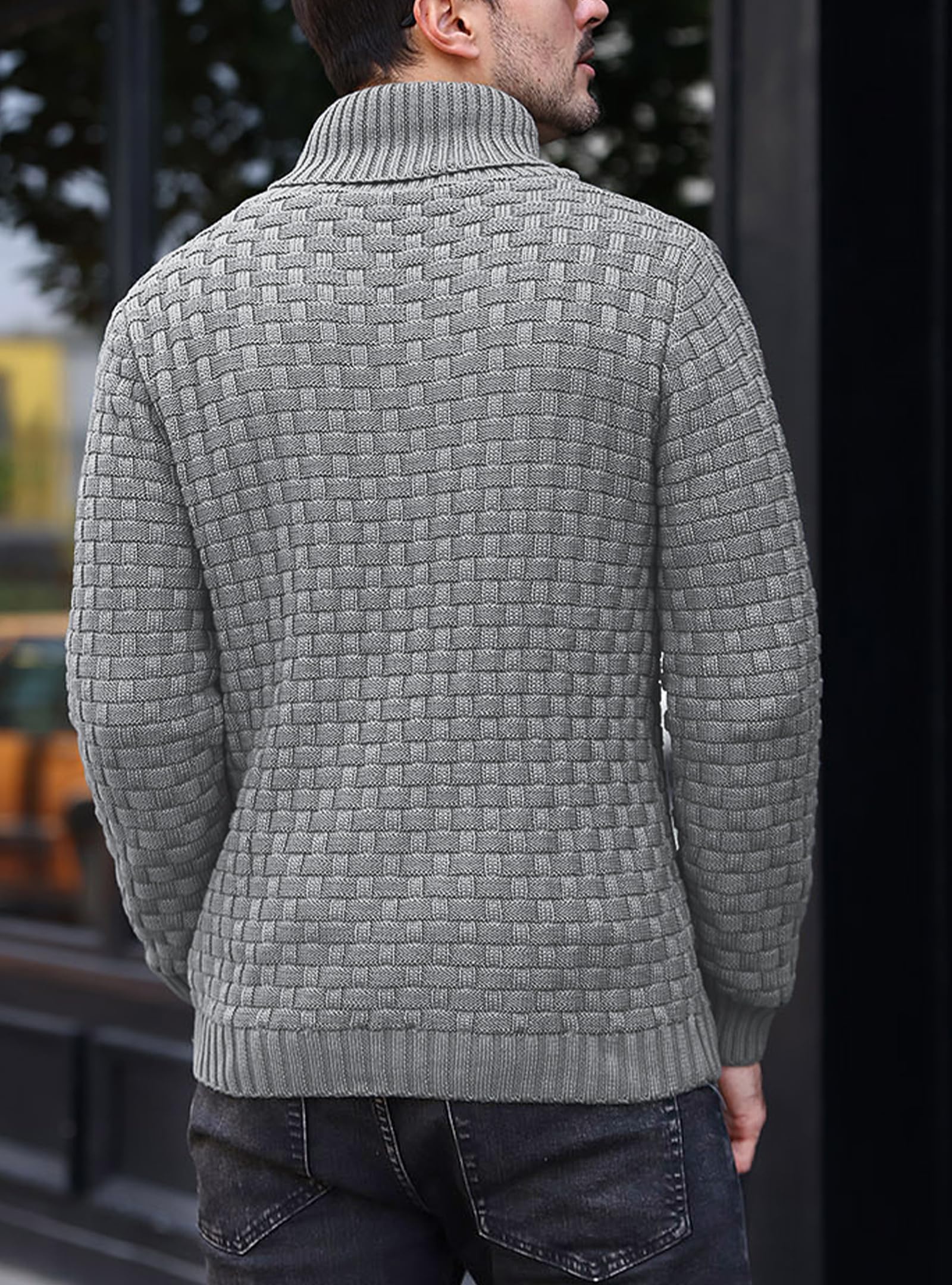 Zaitun Men's Turtleneck Sweater Pullover Stylish Shawl Collar Knit Top for Regular Fit