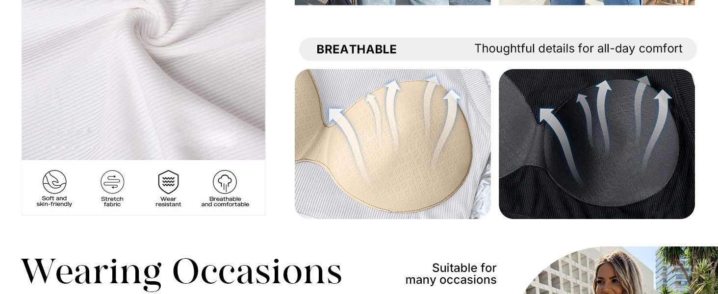 ChicMe Built-in Shelf Bra Tank Tops Ribbed Sleeveless Casual Tops