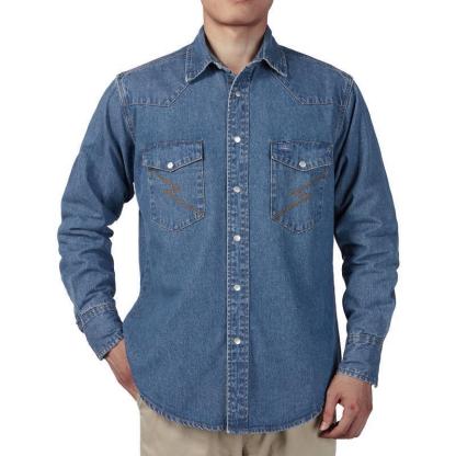 🔥Spring Fresh Sale 🎁Men's Long Sleeve Stone-Washed and Pre-Washed Denim Work Shirt
