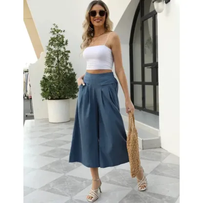 Women's Cotton Linen Culottes Pants