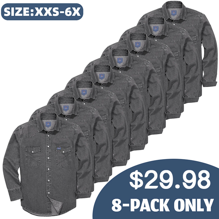 🔥Spring Fresh Sale 🎁Men's Long Sleeve Stone-Washed and Pre-Washed Denim Work Shirt