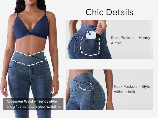 BRXL High Waisted Bootcut Flare Denim Jeans for Women - Crossover Waist & Illusion Pocket Design with Functional Back Pockets & Comfort Stretch Fabric#TikTokMadeMeBuyIt #FallStyle #Streetwear #outdoorfun#Christ mas costume for women-1