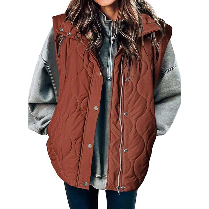 🎄 New Arrivals🔥-Fashionable Lightweight Puffer Vest for Women Oversized Stand Collar Outerwear 2025