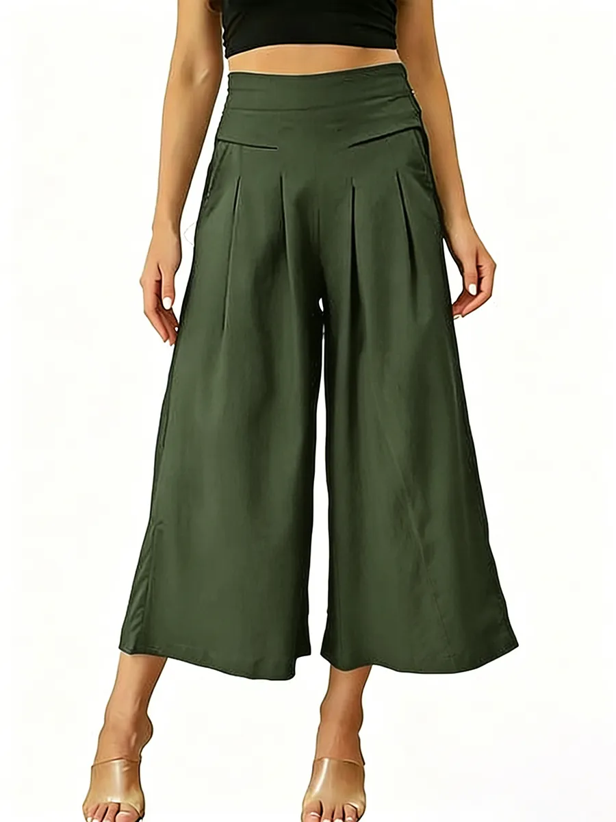 Women's Cotton Linen Culottes Pants