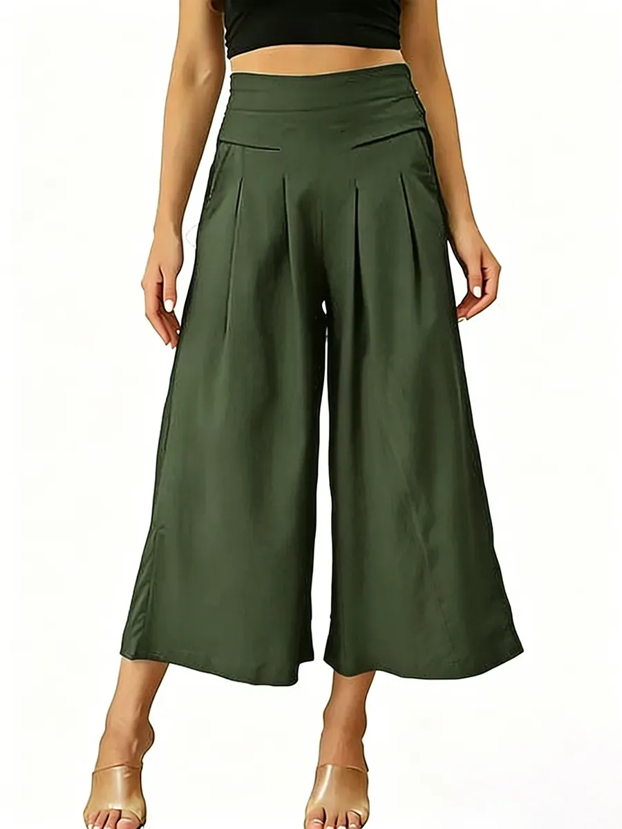 Women's Cotton Linen Culottes Pants