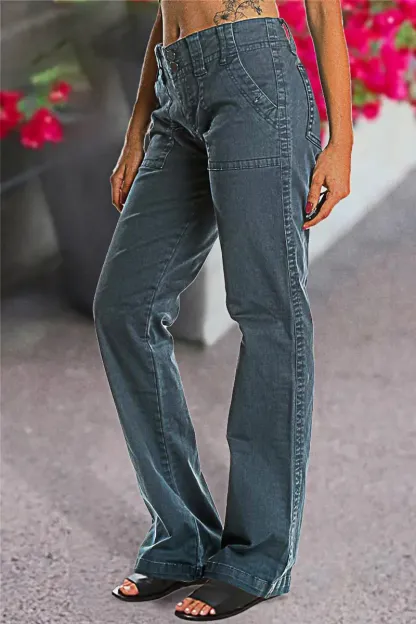 ⚡6-PACK for $24.99⚡- Double Button Mid Waist Straight Leg Pants