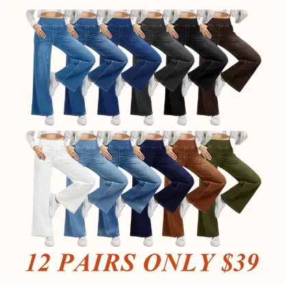 Wide Leg Stretchy Jeans for Women Loose Fit