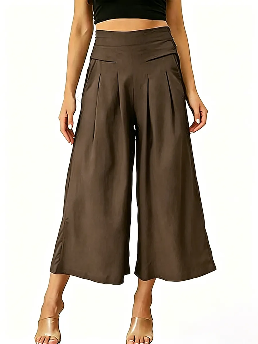 Women's Cotton Linen Culottes Pants