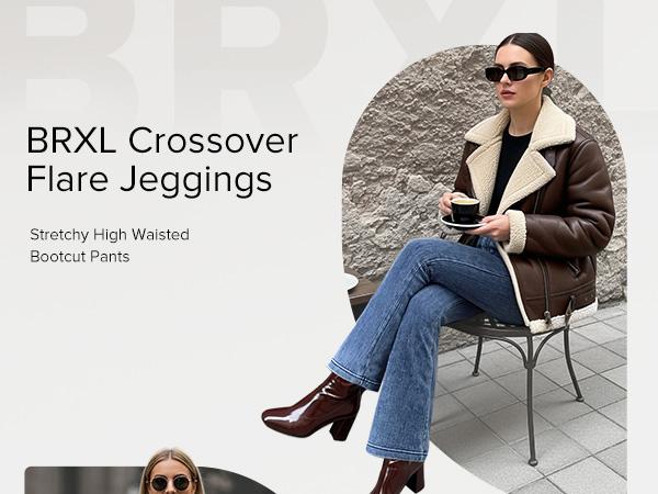 BRXL High Waisted Bootcut Flare Denim Jeans for Women - Crossover Waist & Illusion Pocket Design with Functional Back Pockets & Comfort Stretch Fabric#TikTokMadeMeBuyIt #FallStyle #Streetwear #outdoorfun#Christ mas costume for women-1