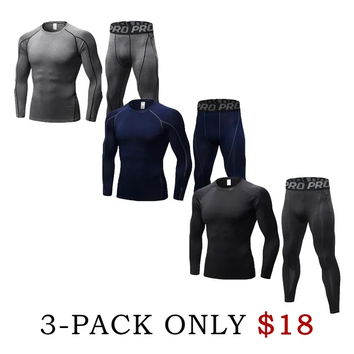 Men’s Thermal Underwear Set – Warm Compression Top & Leggings for Fall & Winter