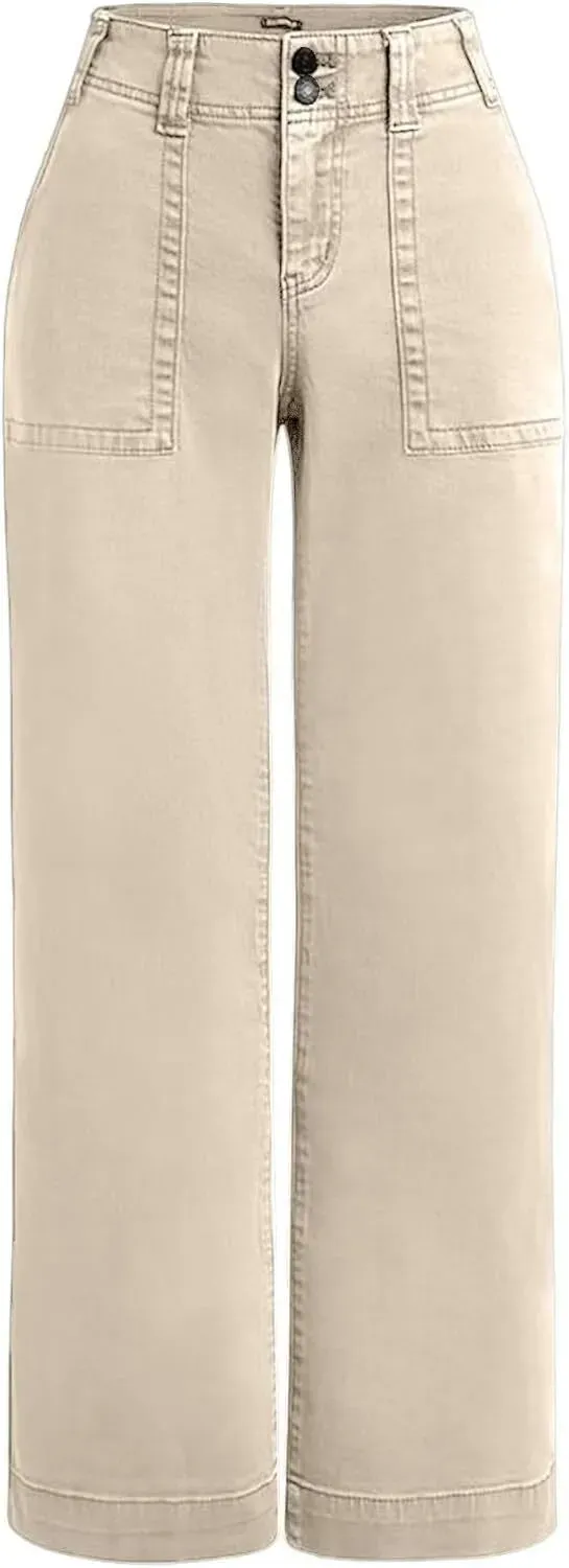 ⚡6-PACK for $24.99⚡- Double Button Mid Waist Straight Leg Pants