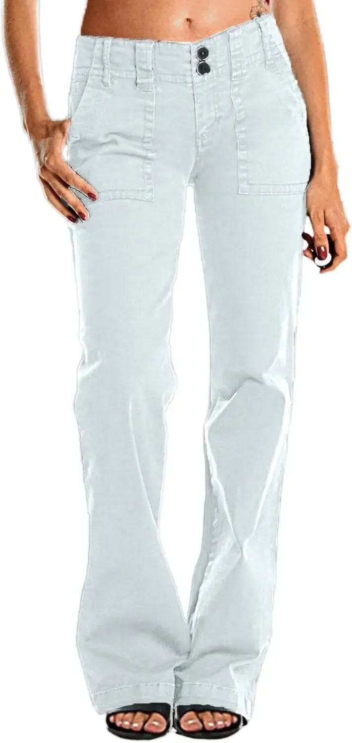 ⚡6-PACK for $24.99⚡- Double Button Mid Waist Straight Leg Pants