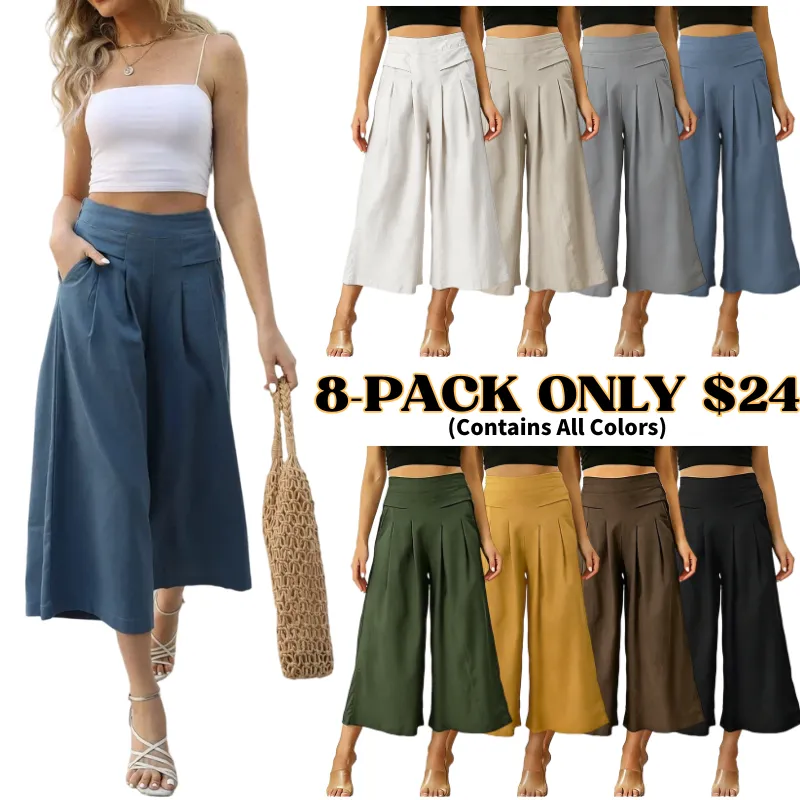 Women's Cotton Linen Culottes Pants