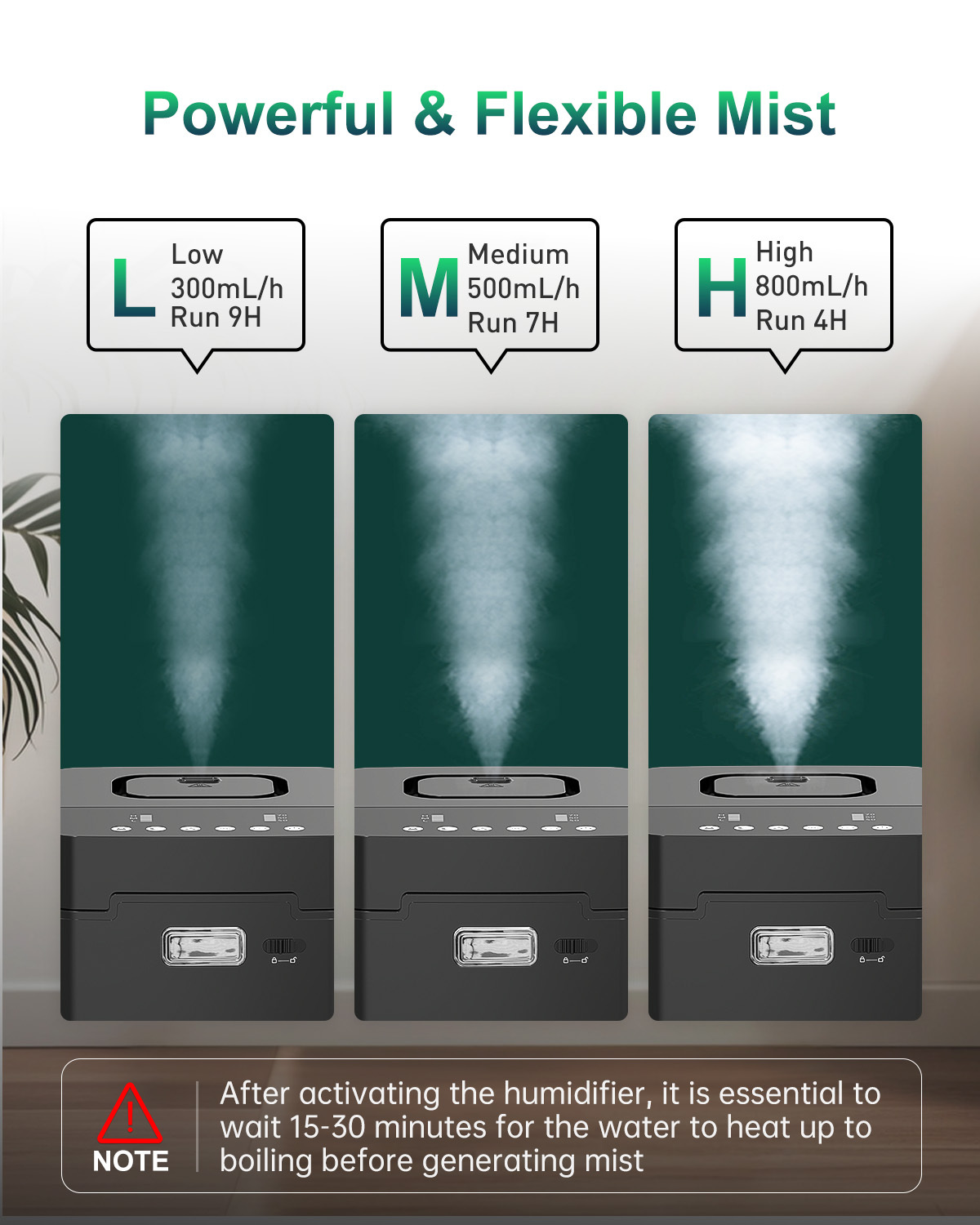 Mifasol Stainless Steel Humidifier, 3.3L/0.87Gal Steam Warm Mist Humidifiers for Bedroom 800 sq ft, Easy to Clean Humidifiers for Home, Dishwasher Safe Humidifier Large Room Baby Nursery Office, Black