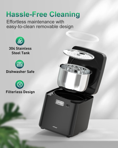 Mifasol Stainless Steel Humidifier, 3.3L/0.87Gal Steam Warm Mist Humidifiers for Bedroom 800 sq ft, Easy to Clean Humidifiers for Home, Dishwasher Safe Humidifier Large Room Baby Nursery Office, Black