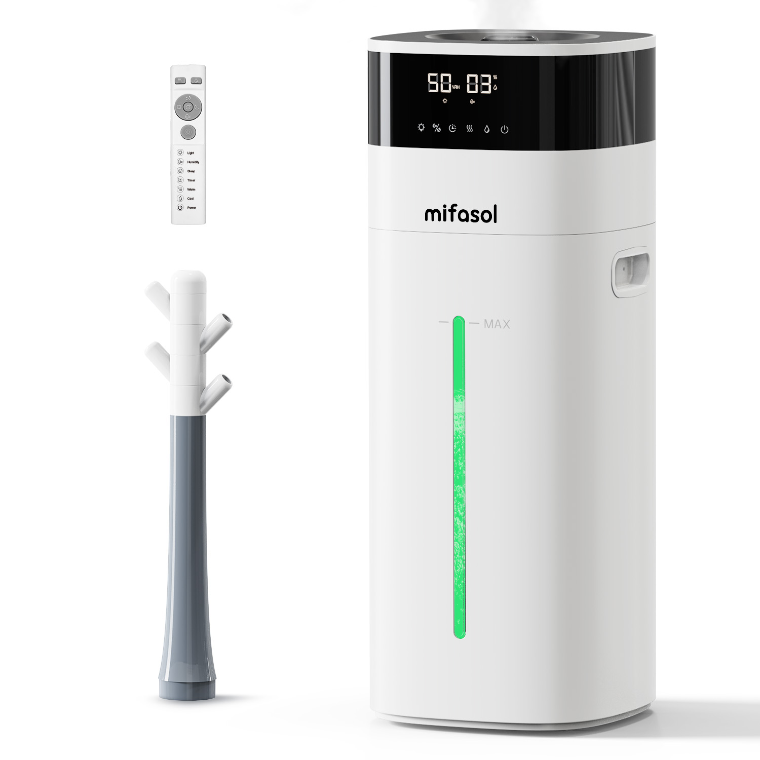 Humidifier Large Room, Cool and Warm Mist Humidifiers for Bedroom 5.3Gal/20L, Humidificateur for Home Whole House 2000 sq ft, Top Fill Humidifiers for Plant with Diffuser & Extended Tube, White