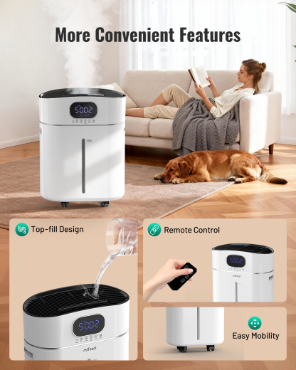 Humidifier Large Room Warm and Cool Mist, 3.2Gal/12L Humidifiers for Home 800 sq ft, Air Humidifiers for Bedroom with Diffuser & Flame Light, Whole House Humidifiers for Nursery Baby Plants, White