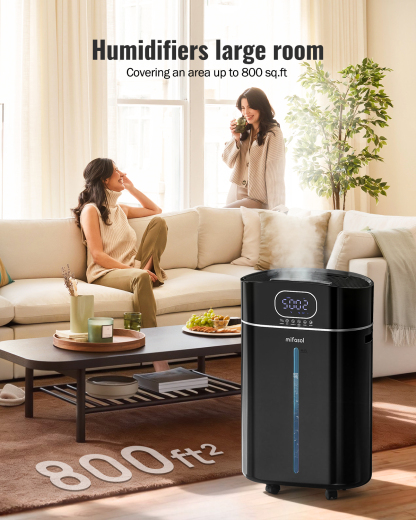 4.2Gal/16L Cool and Warm Mist Humidifier Large Room, Auto Restart Humidifiers for Home 1500 sqft, Air Humidifiers for Bedroom with Diffuser & Flame Light, Whole House Humidifiers for Baby Plant, Black
