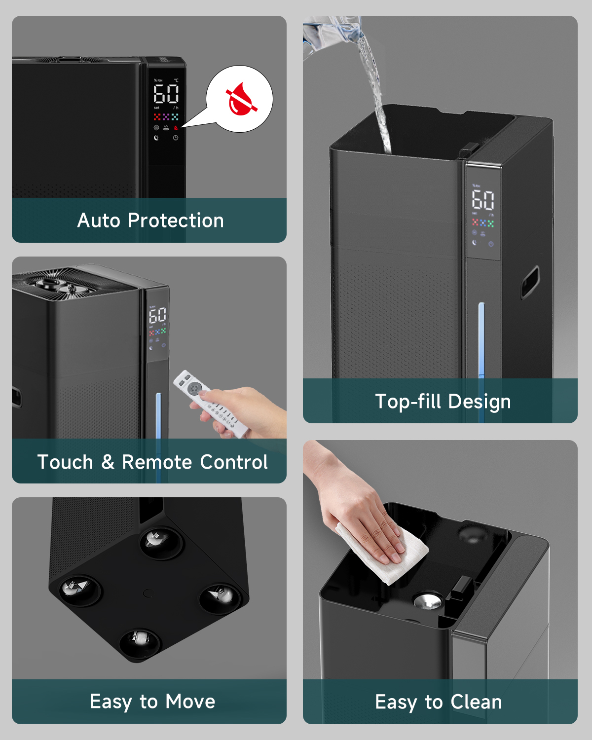 Mifasol Humidifier Large Room, 5.3Gal/20L Warm and Cool Mist Humidifiers for Home 1500 sq ft, Double Nozzles Whole House Humidifier, Humidifiers for Bedroom Plants Office Commercial Large Areas, Black