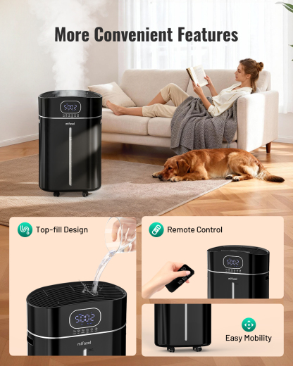 4.2Gal/16L Cool and Warm Mist Humidifier Large Room, Auto Restart Humidifiers for Home 1500 sqft, Air Humidifiers for Bedroom with Diffuser & Flame Light, Whole House Humidifiers for Baby Plant, Black